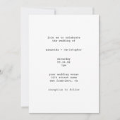 白ミニマルな前衛的なバックの結婚写真 招待状 (正面)