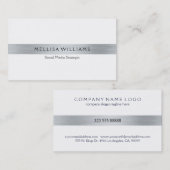 白ミニマルに錫の金ストライプ属の銀 名刺 (正面/裏面)