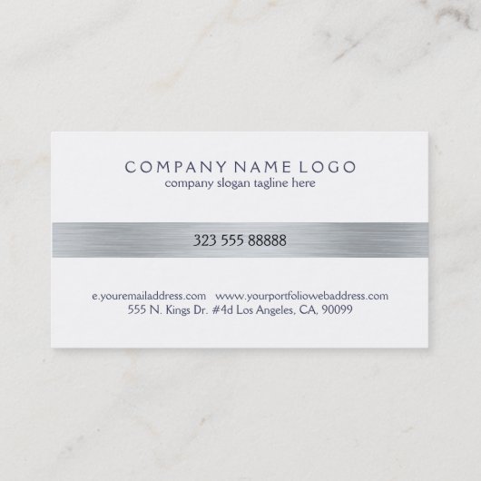白ミニマルに錫の金ストライプ属の銀 名刺 (裏面)