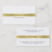 白ミニマルのスズ金ストライプ属金ゴールド 名刺 (正面/裏面)