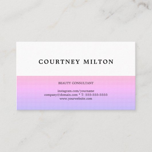 白ミニマルエレガントピ淡い色のンク・コンサルタント 名刺 (正面)