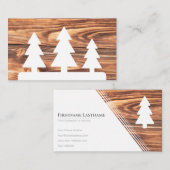 白ミニマルエレガント木の木目 名刺 (正面/裏面)