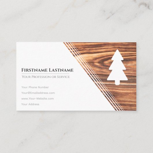 白ミニマルエレガント木の木目 名刺 (裏面)