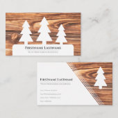 白ミニマルエレガント木の木目 名刺 (正面/裏面)