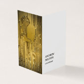 白ミニマルエレガント金ゴールド回路ボードコンサルタント 名刺 (外部)