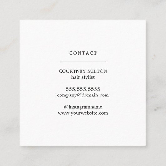 白ミニマルエレガント鋏 スクエア名刺 (裏面)