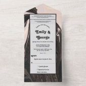 白ミニマルコンテンポラリー黒ア結婚ート オールインワン招待状 (内側)