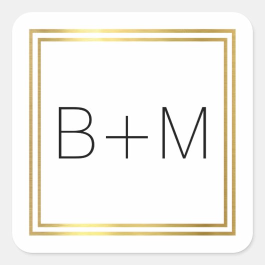 白ミニマルシンプル線に対する澄ん清浄でモノグラム スクエアシール (正面)