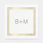 白ミニマルシンプル線に対する澄ん清浄でモノグラム スタンダードランチョンナプキン (正面)