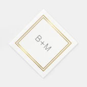 白ミニマルシンプル線に対する澄ん清浄でモノグラム スタンダードランチョンナプキン (角)