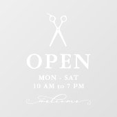 白ミニマルハサミ歓迎オープン時間ウィンドウC ウィンドウサイン (シート)