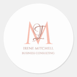 白ミニマルバラ金ゴールドモノグラム名 ラウンドシール