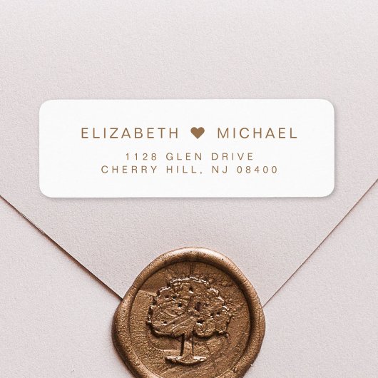 白ミニマルモダン金ゴールド結婚差出人住所 ラベル