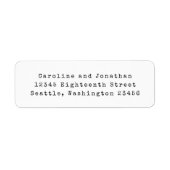 白ミニマルレトロタイプライターフォント差出人住所 ラベル (正面)