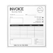 白ミニマルロゴ付きシンプルビジネス請求書 ノートパッド (正面)