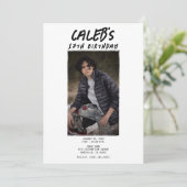 白ミニマル写真誕生日パーティー 招待状 (スタンド正面)