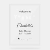 白ミニマル半透明ベビーモダンシャワー アクリルサイン (正面)