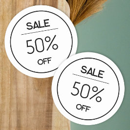 白ミニマル店プロモーション販売ステッカー ラウンドシール