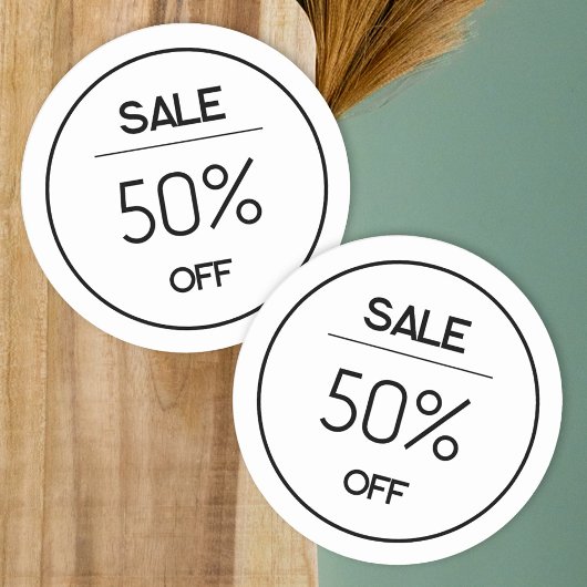 白ミニマル店プロモーション販売ステッカー ラウンドシール