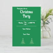 白ミニマル文字クリスマスパーティー付き緑 招待状 (スタンド正面)