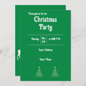 白ミニマル文字クリスマスパーティー付き緑 招待状 (正面/裏面)