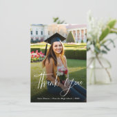 白ミニマル文字タイポグラフィ卒業写真 サンキューカード (スタンド正面)