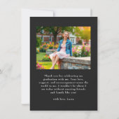 白ミニマル文字タイポグラフィ卒業写真 サンキューカード (裏面)