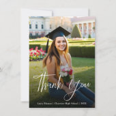 白ミニマル文字タイポグラフィ卒業写真 サンキューカード (正面)