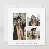 白ミニマル枠トリプル写真卒業 案内状 (正面)