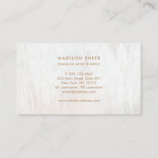 白ミニマル洗木材名刺 名刺 (裏面)