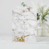 白ミニマル灰色の大理石の金ゴールド セーブザデート (スタンド正面)