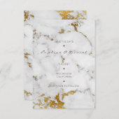 白ミニマル灰色の大理石の金ゴールド セーブザデート (正面/裏面)