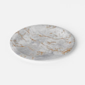 白ミニマル灰色カララ金ゴールド大理石グランジーシルブ ペーパープレート (アングル)