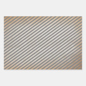 白ミニマル灰色クラフトディアツリーズストライプ ラッピングペーパーシート (正面3)