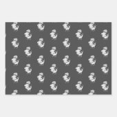 白ミニマル灰色クラフトディアツリーズストライプ ラッピングペーパーシート (正面)