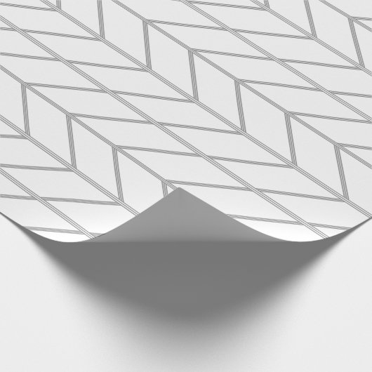 白ミニマル灰色シェブロン模様 ラッピングペーパー (角)