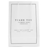 白ミニマル灰色結婚式の引き出物バッグ ミディアムペーパーバッグ (裏面)