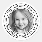 白ミニマル系写真差出人住所 ラウンドシール (正面)