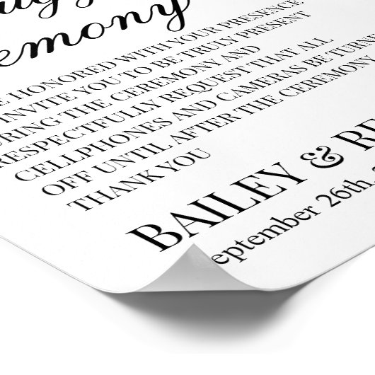 白ミニマル線の外結婚式 ポスター (角)