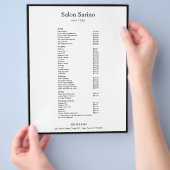 白ミニマル美しいサロンサービスメニュー チラシ (手)