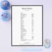 白ミニマル美しいサロンサービスメニュー チラシ (シングル)