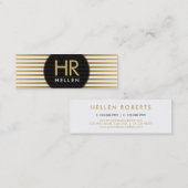 白ミニマル色と金ゴールドストライプ スキニー名刺 (正面/裏面)