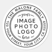 白ミニマル色のロカスタムゴまたは写真差出人住所 ラウンドシール (正面)