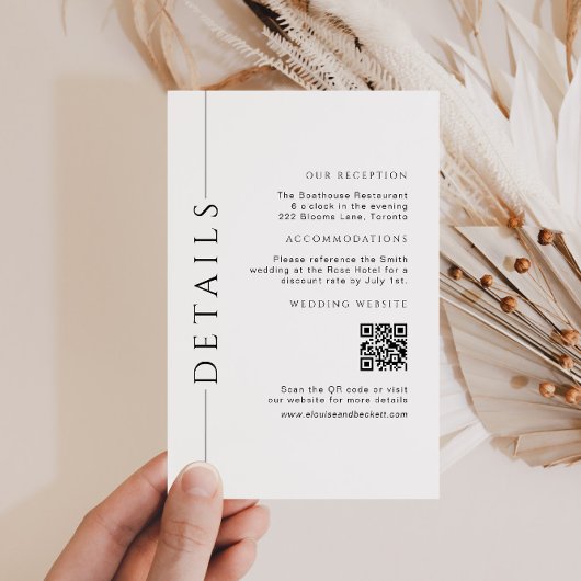 白ミニマル色の結婚詳細QRコードの挿入 エンクロージャーカード