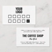 白ミニマル色シンプルのロゴのコーヒーショップロイヤリティ ロイヤリティカード (正面/裏面)