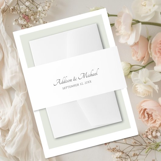 白ミニマル色 招待状ベリーバンド