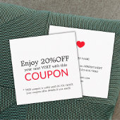 白ミニマル赤いハート美しい割引クーポン 割引カード