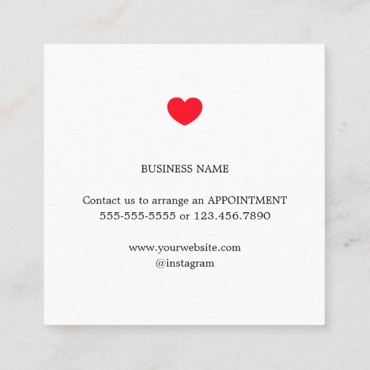 白ミニマル赤いハート美しい割引クーポン 割引カード (裏面)