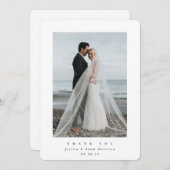 白ミニマル超独身の写結婚真 サンキューカード (正面/裏面)