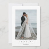 白ミニマル超独身の写結婚真 サンキューカード (正面)